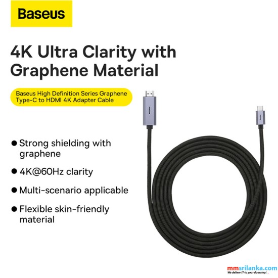 Baseus 3m Type-C to HDMI 4K Adapter Cable High Definition Series Graphene